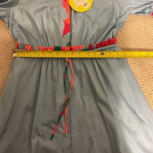 NWT Alden Adair Taylor Dress Roller Skate Puff Sleeve Midi Dress Blue Size Small - Picture 13 of 14